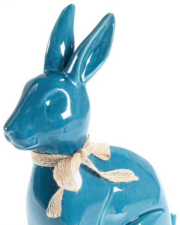 Dekorativ Figurine Blå Keramisk Dolomitt 27 cm Accent Piece Påske Dekorasjon Stue