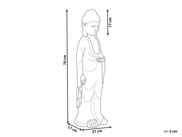 Dekorativ Figur Grå MgO 70 cm Accent Piece Budda Innendørs Utendørs Dekorasjon Stue
