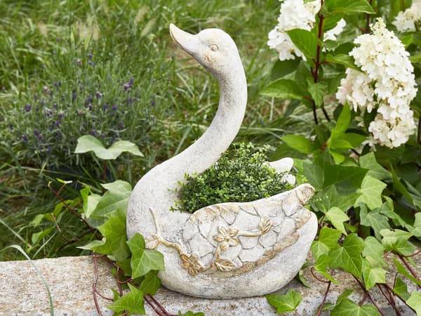 Dekorativ Figur Hvit MgO 40 cm Accent Piece Svane Innendørs Utendørs Dekorasjon Stue
