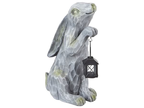 Dekorativ Figurine Grå MgO 37 cm Accent Piece Påskehare Innendørs Utendørs Dekorasjon Stue