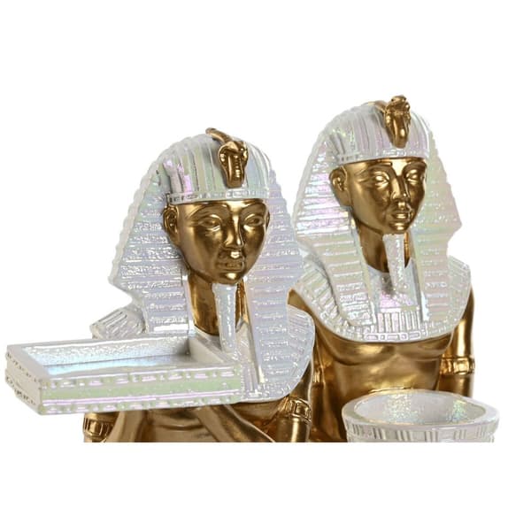 Koristehahmo Home ESPRIT Valkoinen Kullattu Hartsi Itämainen Egyptiläinen mies 12,5 x 17 x 25 cm (2 osaa)