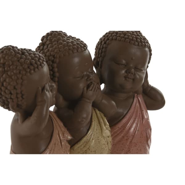 Koristehahmo Home ESPRIT Oranssi Koralli Lime väri Hartsi Buddha Itämainen 15,5 x 6 x 13 cm