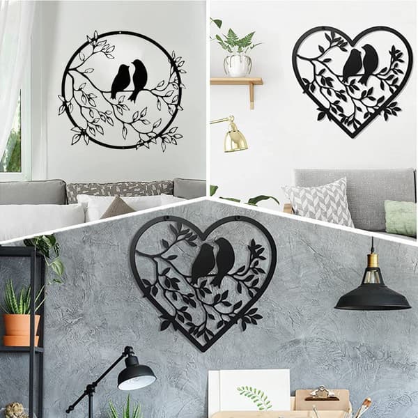 INF Metal Væg Art Decor - Love Birds Silhouette Model 3