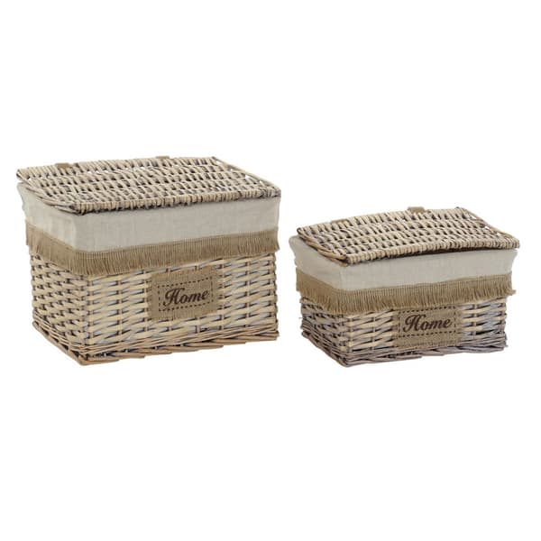 Korisetti Home ESPRIT Ruskea Luonnollinen 36 x 27 x 25 cm (2 Kappaletta)
