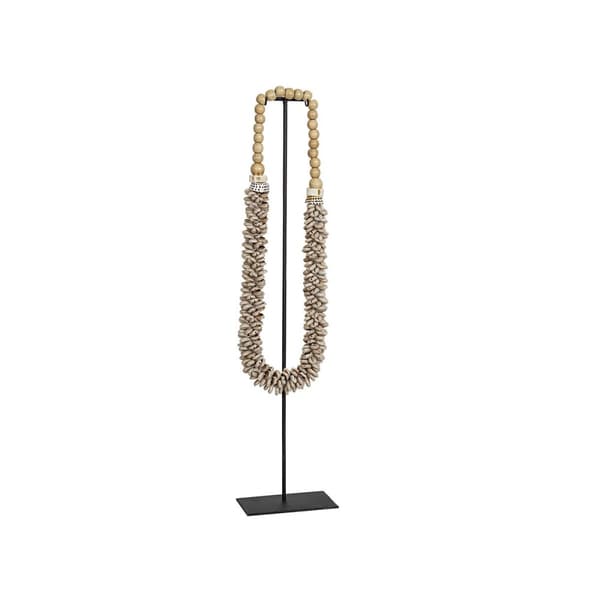 Dekorativ figur Romimex Hvid Beige Skalhalskæde 40 x 45 x 15 cm