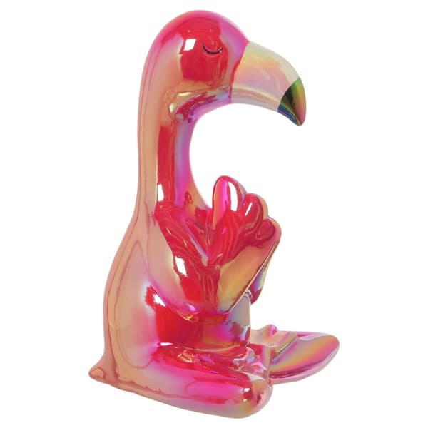 Koristehahmo Alexandra House Living Pinkki Keraminen Vaaleanpunainen flamingo 20 x 23 x 14 cm