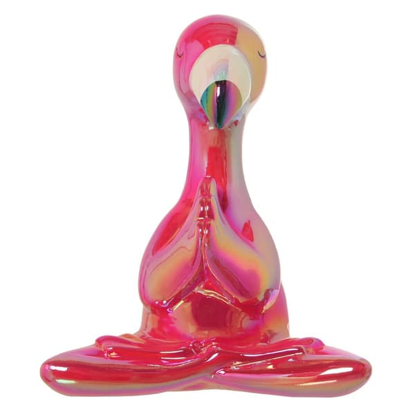 Koristehahmo Alexandra House Living Pinkki Keraminen Vaaleanpunainen flamingo 20 x 23 x 14 cm