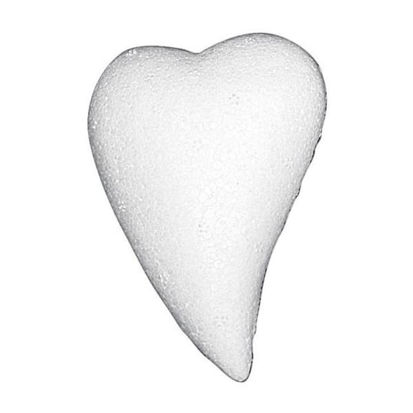 Objekt i polystyren - LePolystyren - Platt hjärta - 8 cm - Vit - Dekorativ