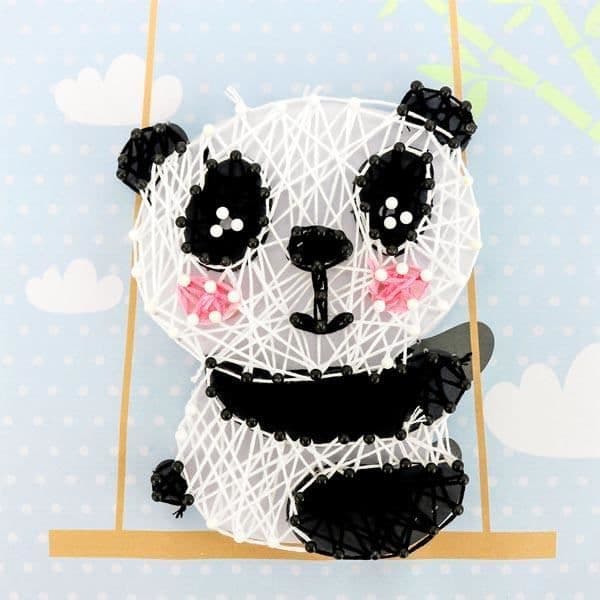 Strängkonst Panda 21 x 21 cm