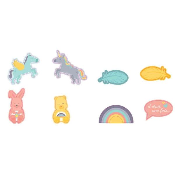 Dekoration i målad trä unicorn 3 till 5 cm 8 stycken