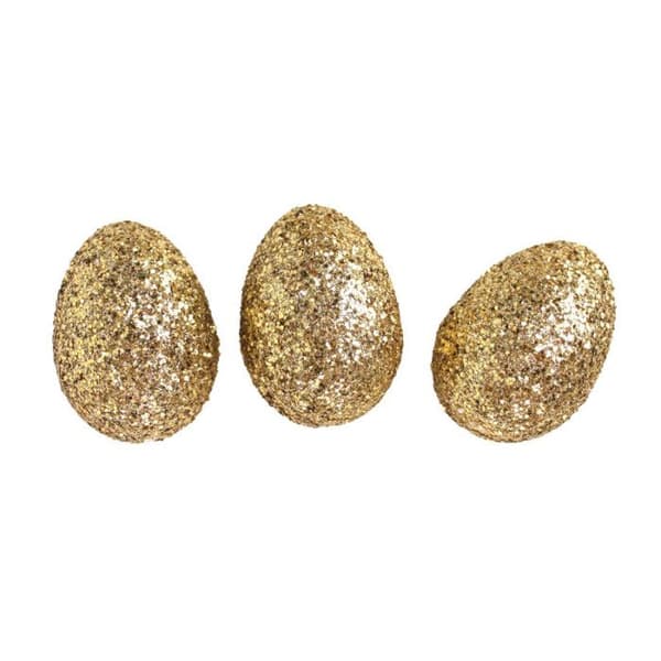 Guld glitter polystyren ägg Topp. 6cm 6 stycken - MegaCrea DIY Golden