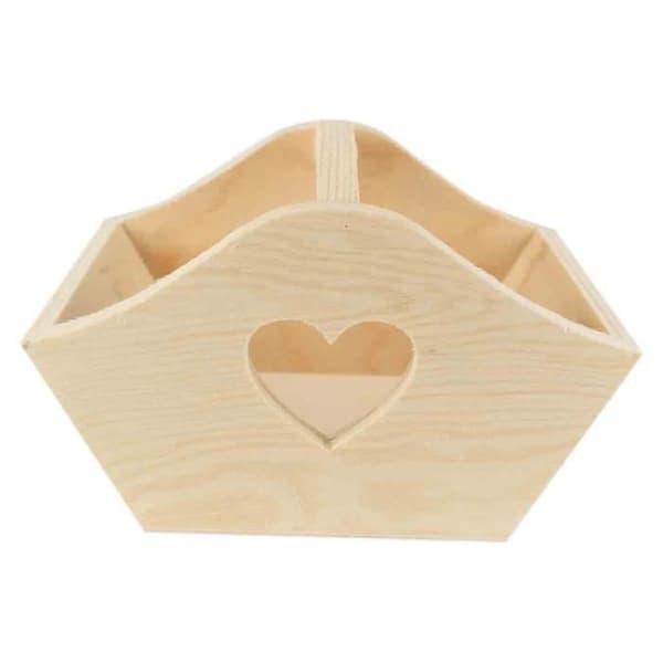 Träkurv - MegaCrea - 15 x 10 x 9,5 cm - Beige - Dekorativa föremål - Inomhus