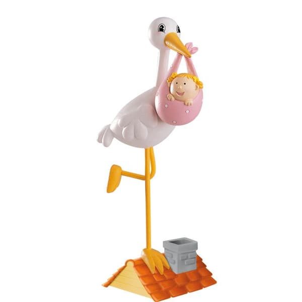 Dekoration Stork på ett ben Rosa i metall
