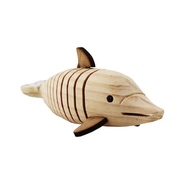 Dekorativt objekt - MegaCrea - Delfin i trä - 18,5 x 3 x 5 cm - Beige färg - Fungerar för alla
