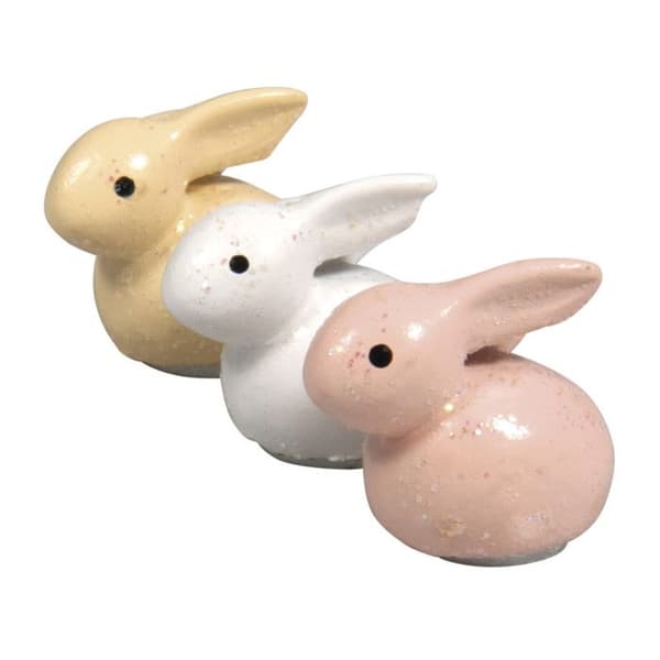 Dekorationsobjekt - Rayher - Kaniner i polyrésin - Flerfärgad - 2x1,8cm - Förpackning med 6 stycken