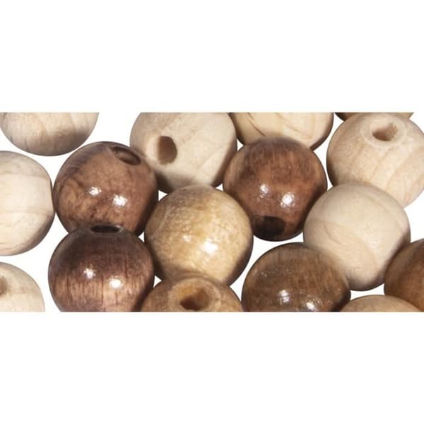 Blandad träpärlor, FSC 100%, 8mm, naturliga toner, polerade, 84 st