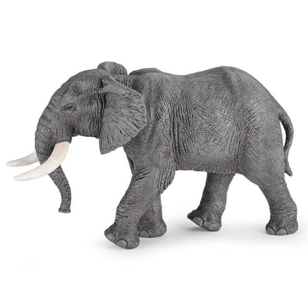 Figurin - PAPO - Afrikansk elefant - 15x9x6cm - Plast - Grå och vit