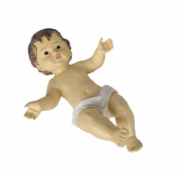 Santon - religiös julfigur Donregaloweb Figur Barngud av gips på en vit mantel 19x12x30 cm