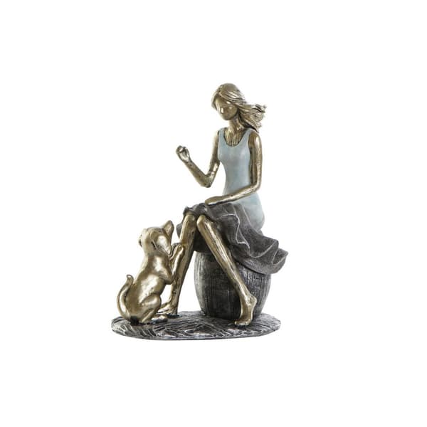 Prydnadsfigur DKD Home Decor Blå Gyllene Kvinna 13 x 8,5 x 17,5 cm