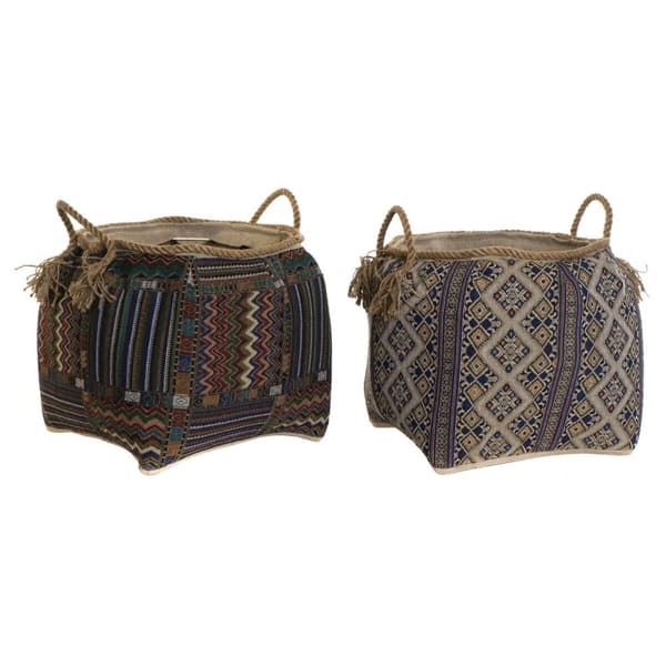 Korg DKD Home Decor Naturliga fibrer 41 x 41 x 40 cm Boho (2 antal)