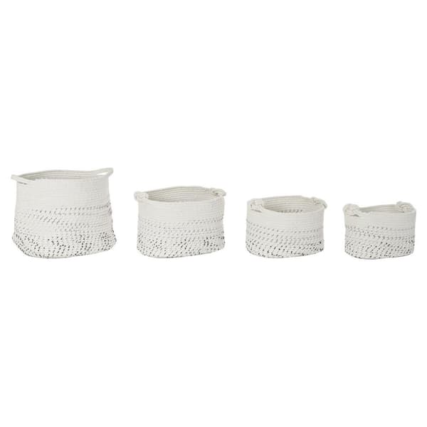 Korg - set DKD Home Decor Vit Svart Boho 36 x 36 x 33 cm (4 Delar)