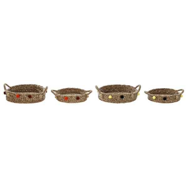 Korg - set DKD Home Decor 49 x 40 x 9,5 cm Tofs Sjögräs Boho (2 antal)
