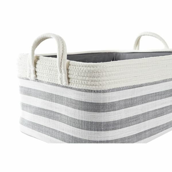 Korg - set DKD Home Decor Ränder Grå Bomull (40 x 30 x 23 cm) (2 Delar)