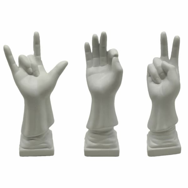 Prydnadsfigur DKD Home Decor Vit Hand 7 x 7 x 25 cm (3 antal)