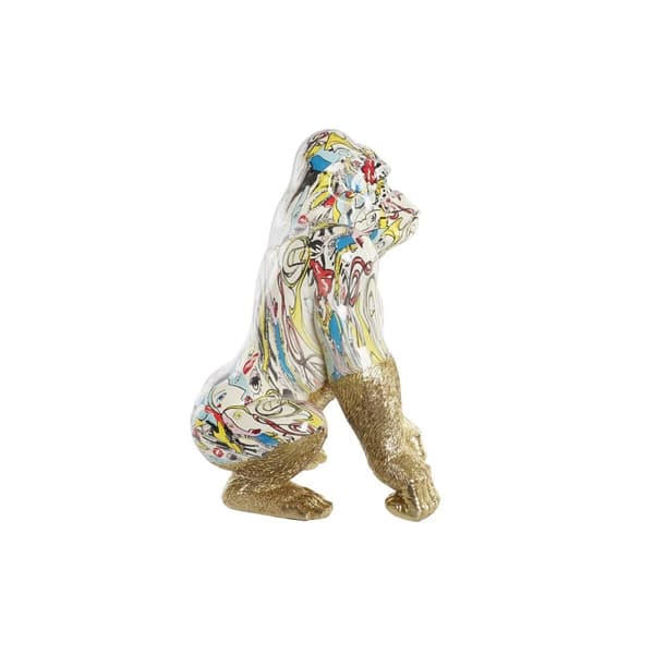Prydnadsfigur DKD Home Decor 28,5 x 26,5 x 41 cm Gyllene Multicolour Gorilla