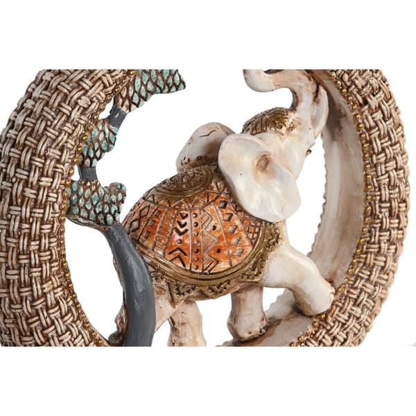 Prydnadsfigur DKD Home Decor 19,5 x 6,3 x 25,5 cm Elefant Beige Blå Kolonial (2 antal)
