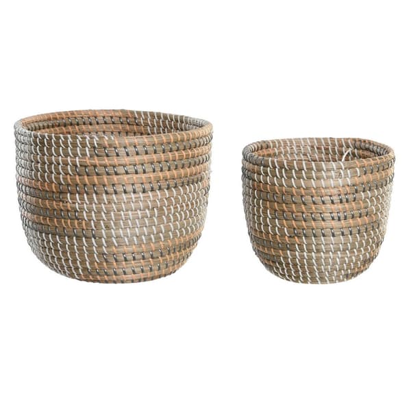 Korg - set DKD Home Decor 28 x 28 x 22 cm Tropiskt Sjögräs