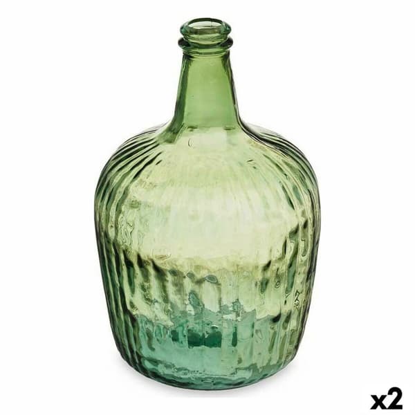Flaska 2255/08R-G Grön Ränder 8 L 19,5 x 35,5 x 19,5 cm Dekoration (2 antal)