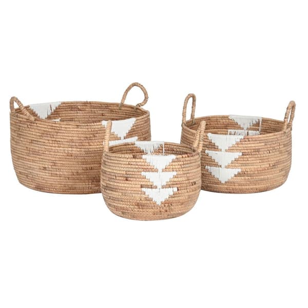 Korg - set DKD Home Decor Vit Naturell Snöre Sjögräs Boho 55 x 55 x 40 cm