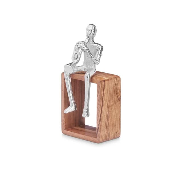 Prydnadsfigur Saxofon Silvrig Trä Metall 13 x 27 x 13 cm