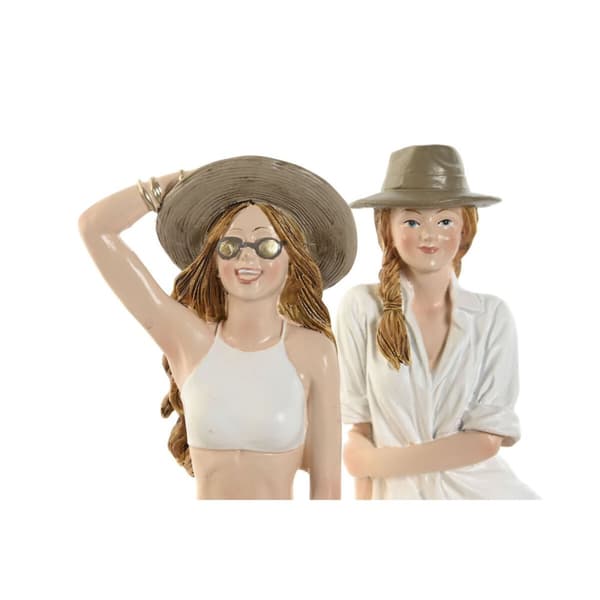 Prydnadsfigur Home ESPRIT Vit Beige Kvinna Medelhavs 9,5 x 7,5 x 13 cm (2 antal)