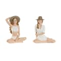 Miniatyrbild 1 av 3: Prydnadsfigur Home ESPRIT Vit Beige Kvinna Medelhavs 9,5 x 7,5 x 13 cm (2 antal)