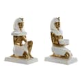 Miniatyrbild 1 av 3: Prydnadsfigur Home ESPRIT Vit Gyllene Harts Orientalisk Egyptier 12,5 x 17 x 25 cm (2 antal)