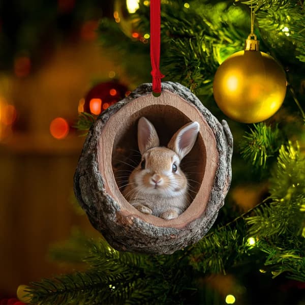 INF Akryl kanin ornament - fargerik dyre hengende dekorasjon