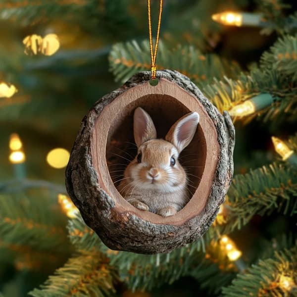 INF Akryl kanin ornament - fargerik dyre hengende dekorasjon