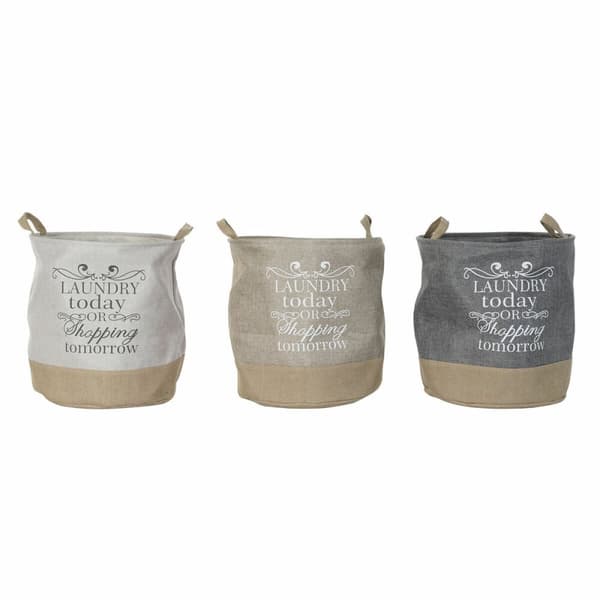 Kurv DKD Home Decor Beige Grå Lys brun 39 x 39 x 41 cm Polyester (3 enheder) (3 Dele)