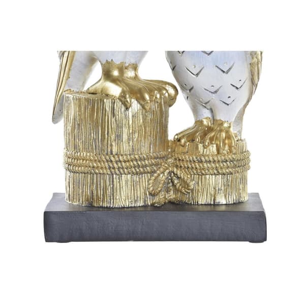 Dekorativ figur DKD Home Decor 14,5 x 9 x 26 cm Ugle Gylden Hvid