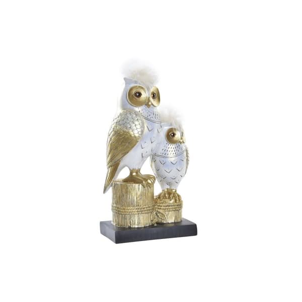 Dekorativ figur DKD Home Decor 14,5 x 9 x 26 cm Ugle Gylden Hvid