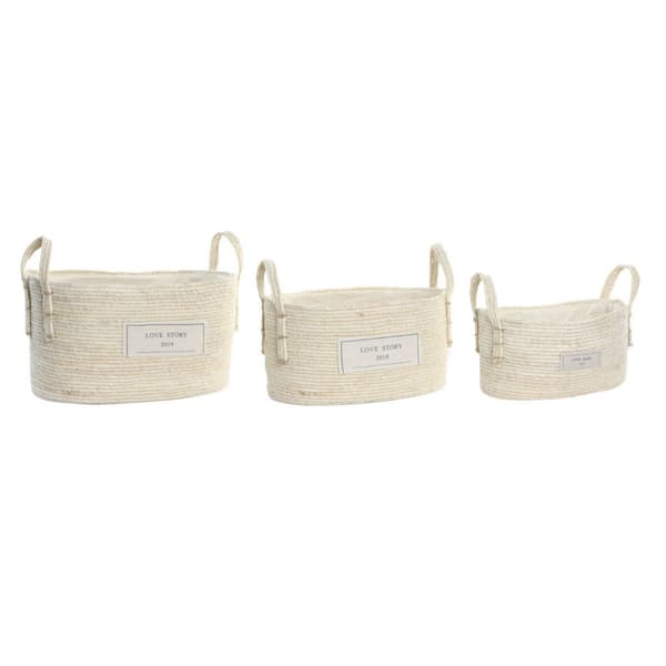 Kurvesæt DKD Home Decor Bomuld Fiber (34 x 23 x 20 cm)