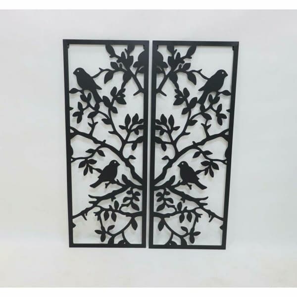 Vægdekoration DKD Home Decor (2 Dele) Metal Fugle Shabby Chic (35 x 1,3 x 91 cm)