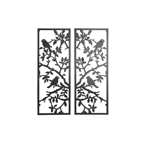 Vægdekoration DKD Home Decor (2 Dele) Metal Fugle Shabby Chic (35 x 1,3 x 91 cm)