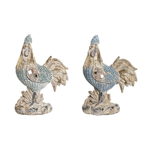 Dekorativ figur DKD Home Decor 14,3 x 7,5 x 20 cm Blå Turkisblå Hane Afklædt (2 enheder)