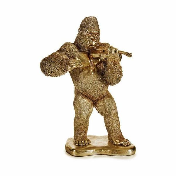 Dekorativ figur Gorilla Violin Gylden 16 x 40 x 30 cm (3 enheder)
