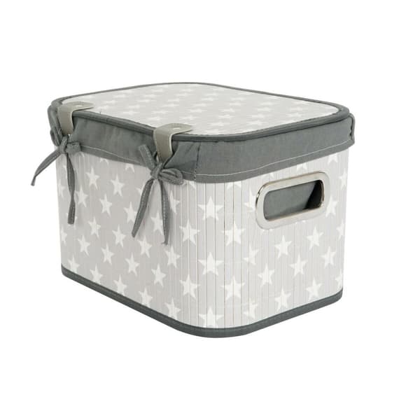 Kurvesæt DKD Home Decor Hvid Grå Bambus Træ MDF Stjerner 51 x 35 x 33 cm
