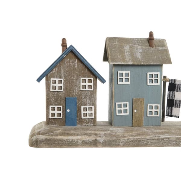 Dekorativ figur Home ESPRIT Blå Rød Multifarvet Huse 25,5 x 9 x 13,5 cm (2 enheder)