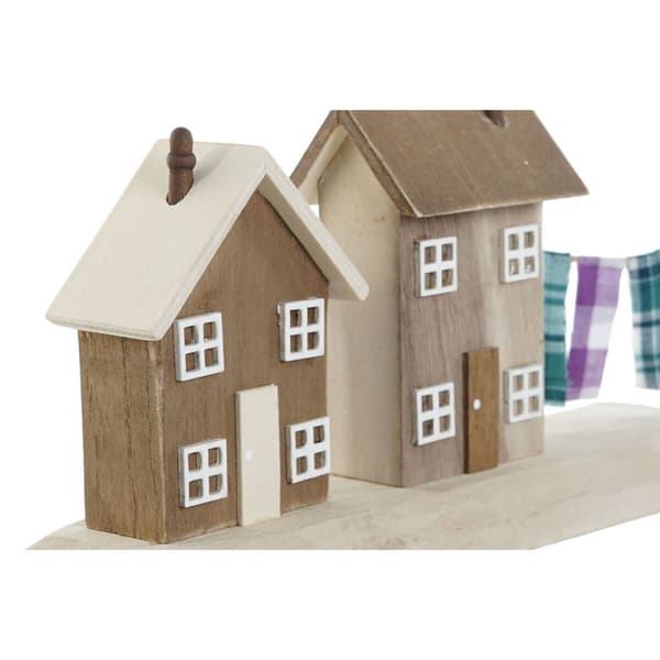 Dekorativ figur Home ESPRIT Blå Rød Multifarvet Huse 25,5 x 9 x 13,5 cm (2 enheder)